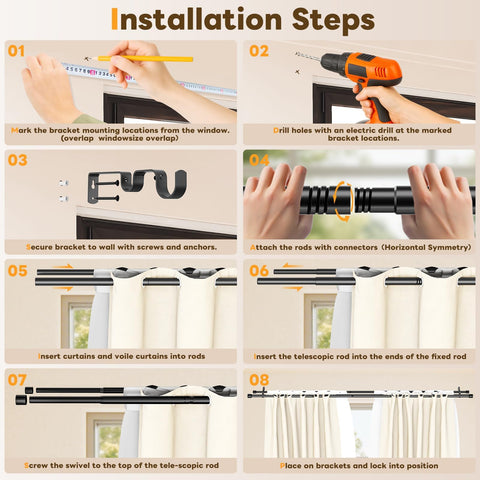 Abiglifty rod telescoping adjustment demonstration showing customizable length for wide windows