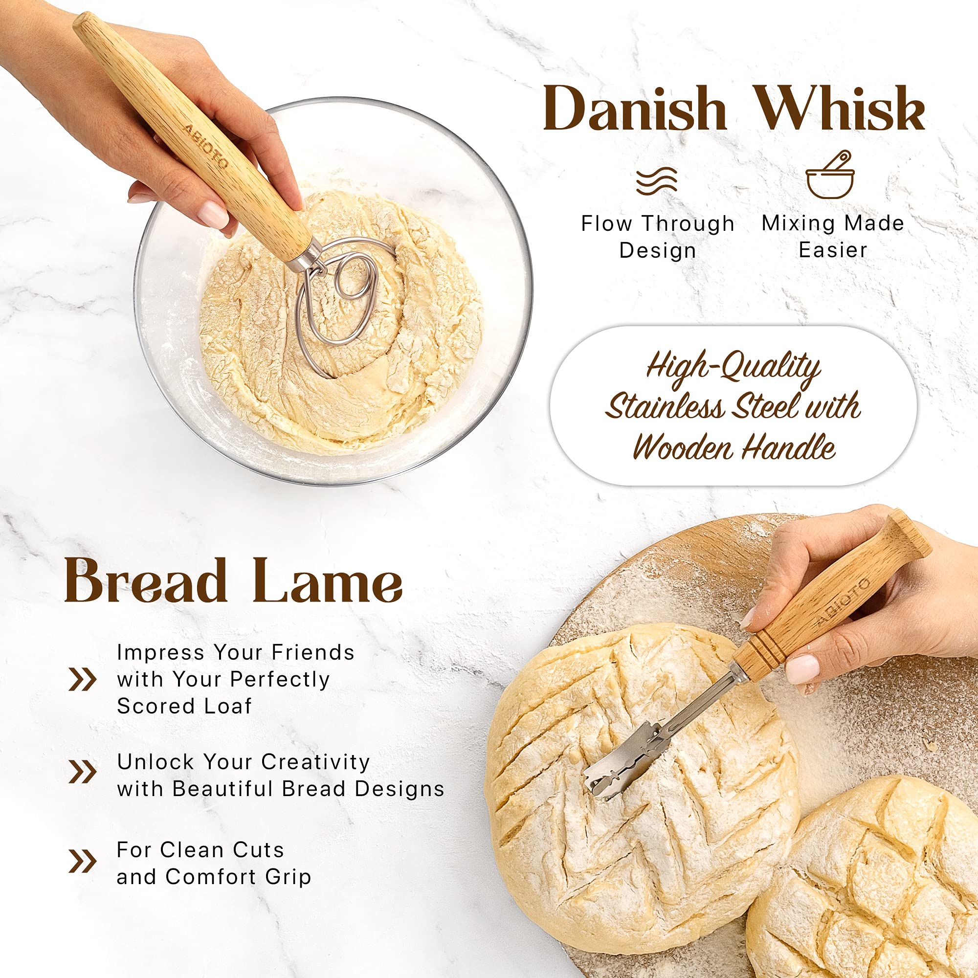 ABIOTO 10-inch oval banneton holding dough, demonstrating improved dough support