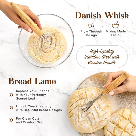 ABIOTO bread lame and blade ready to score loaves for controlled ear and pattern