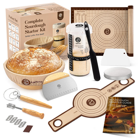 ABIOTO starter kit front display showing all 21 pieces and starter jar benefits
