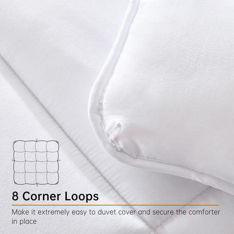ABOUTABED comforter on styled bed showing cozy appeal and bedroom integration