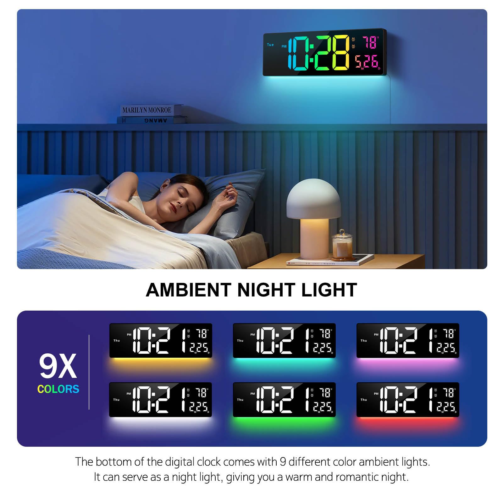 Abovsare ambient night light underclock glow creating soft mood lighting for bedroom