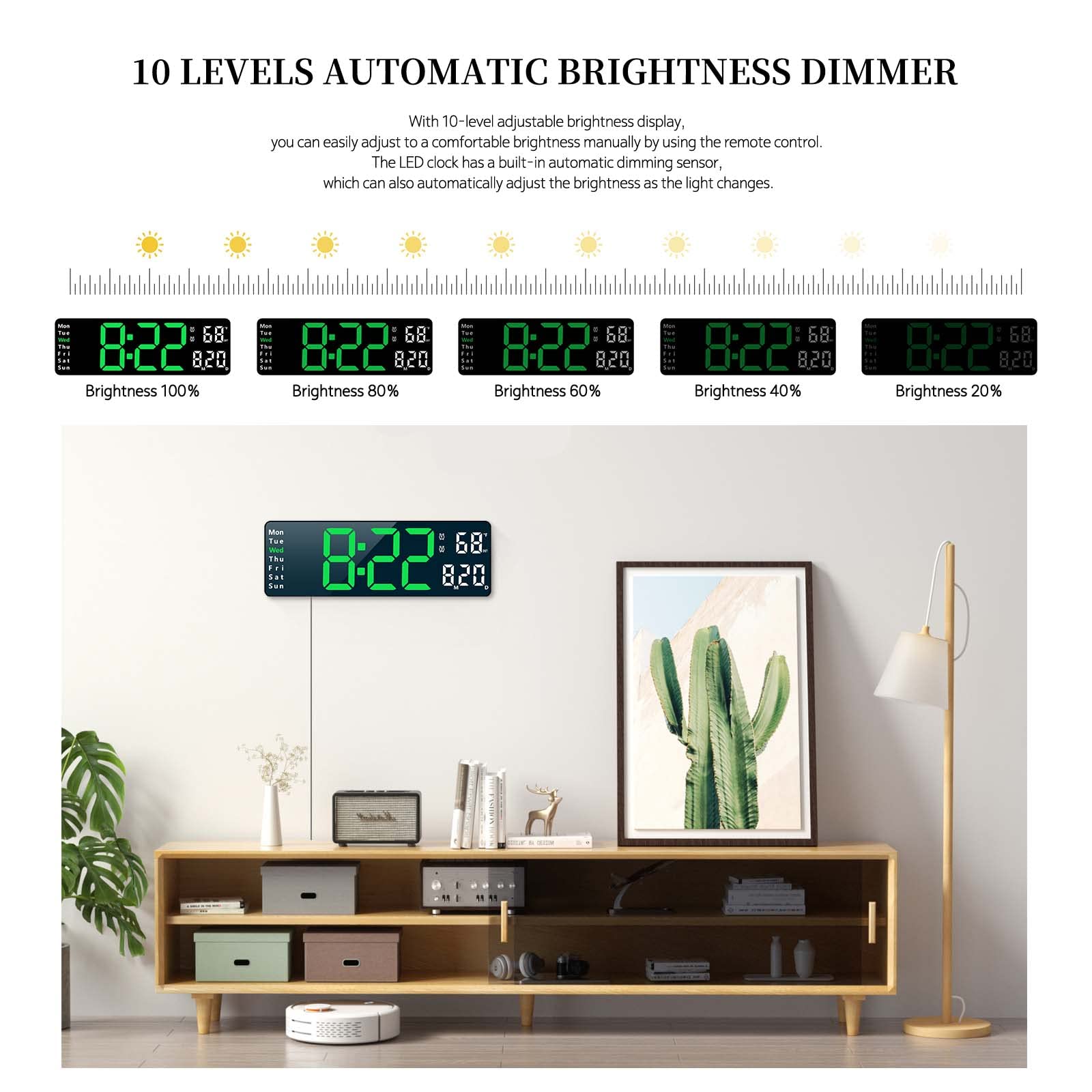 Abovsare desktop on nightstand with dimmed brightness for sleep
