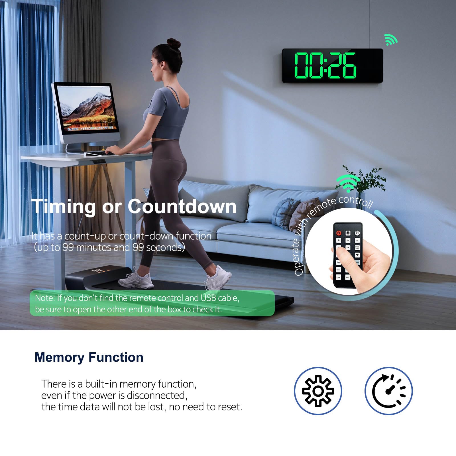 Abovsare remote control and USB cable laid out for convenient settings adjustment