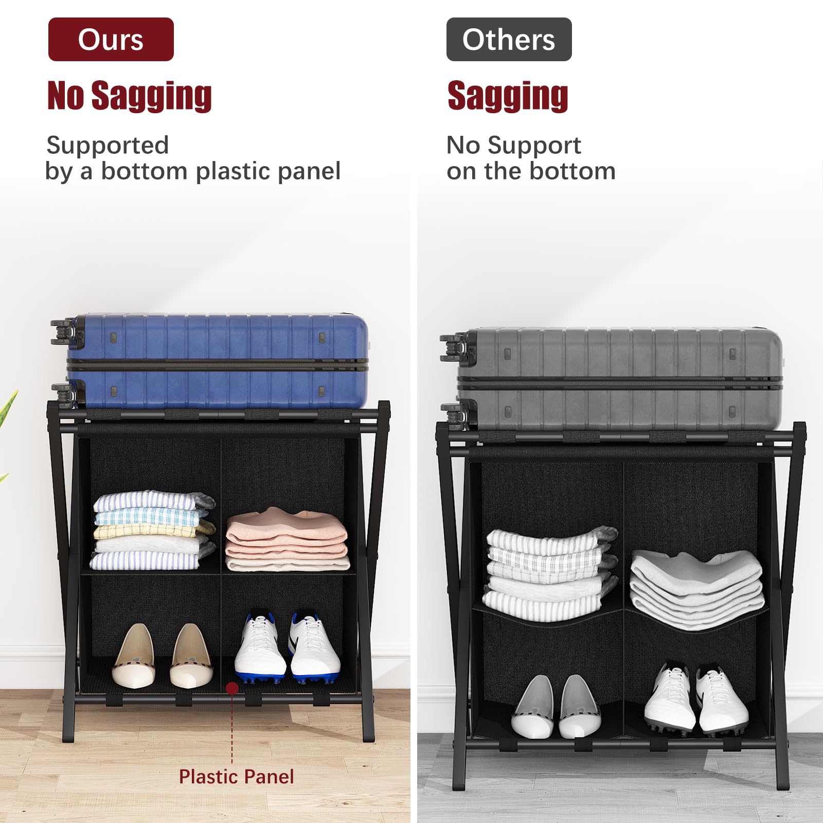 aboxoo close-up of four cell storage showing organized shoe and towel benefit