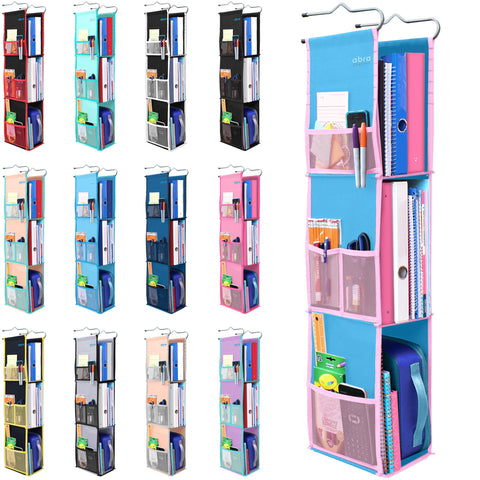 ABRA front view showing three hanging shelves and neat storage benefit