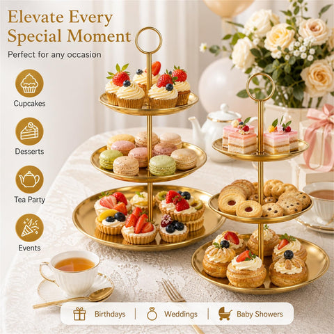 ABuff dessert table setup with stands demonstrating event presentation benefit