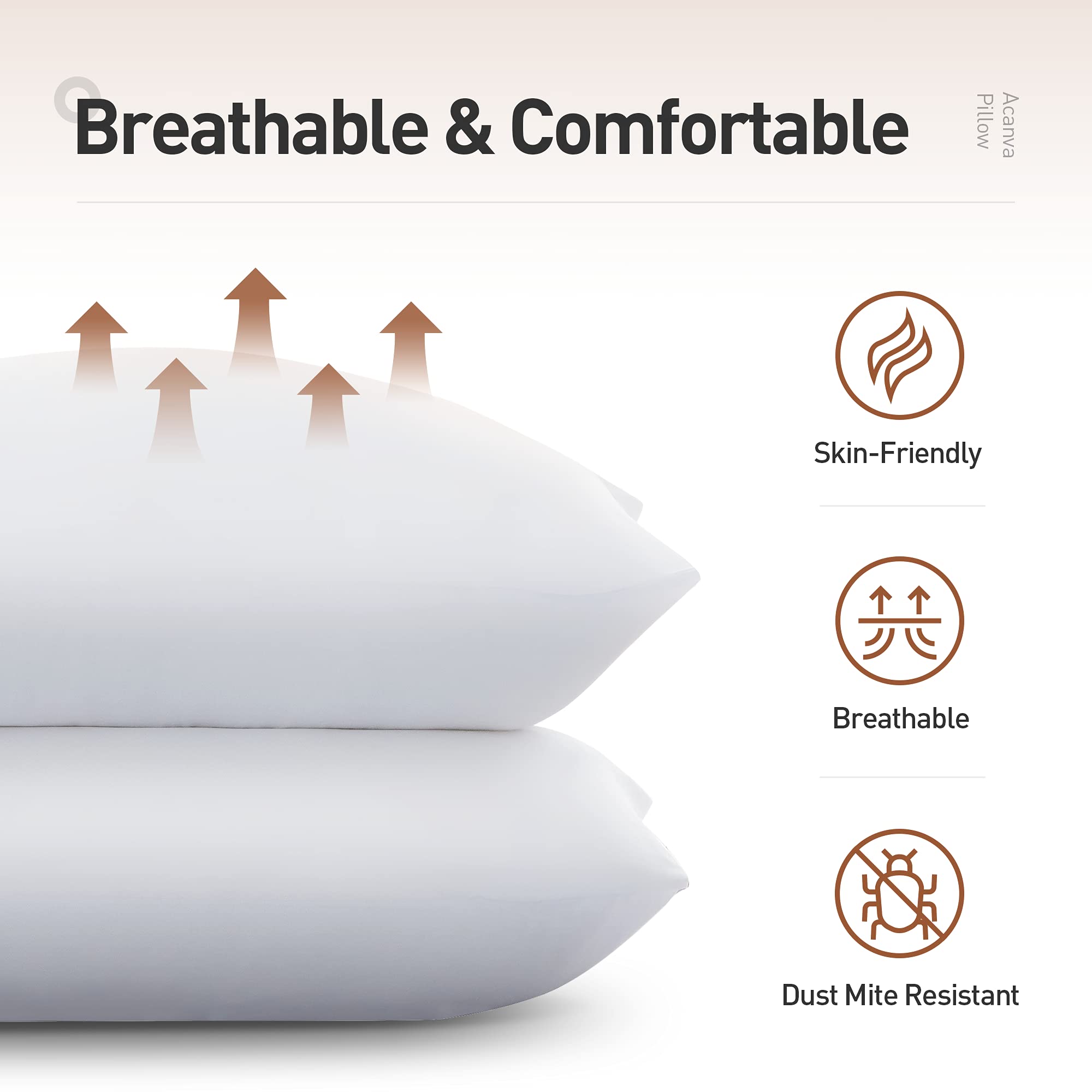 Acanva pillow fill texture detail with plush polyester filling for gentle support