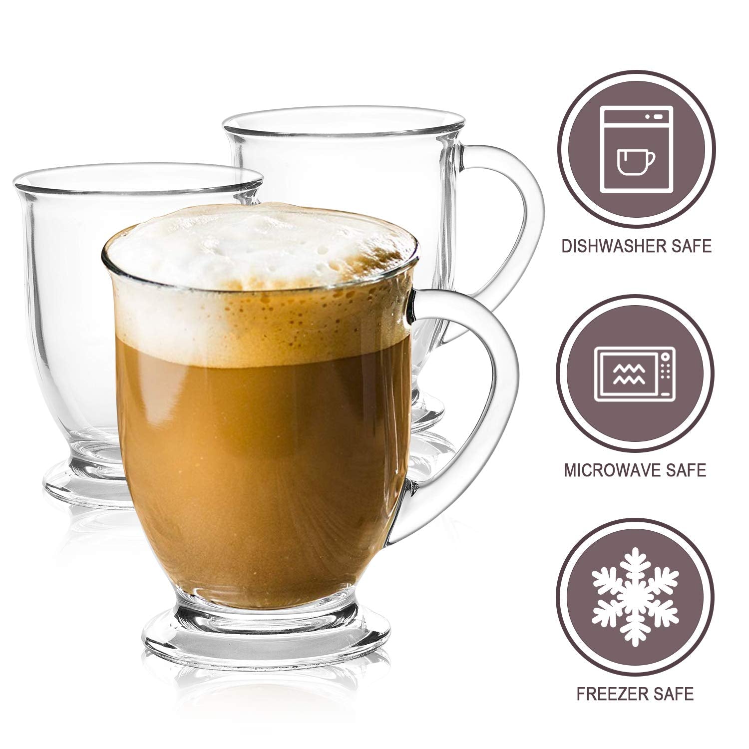 Accguan mug being used for a latte showing layered coffee appeal
