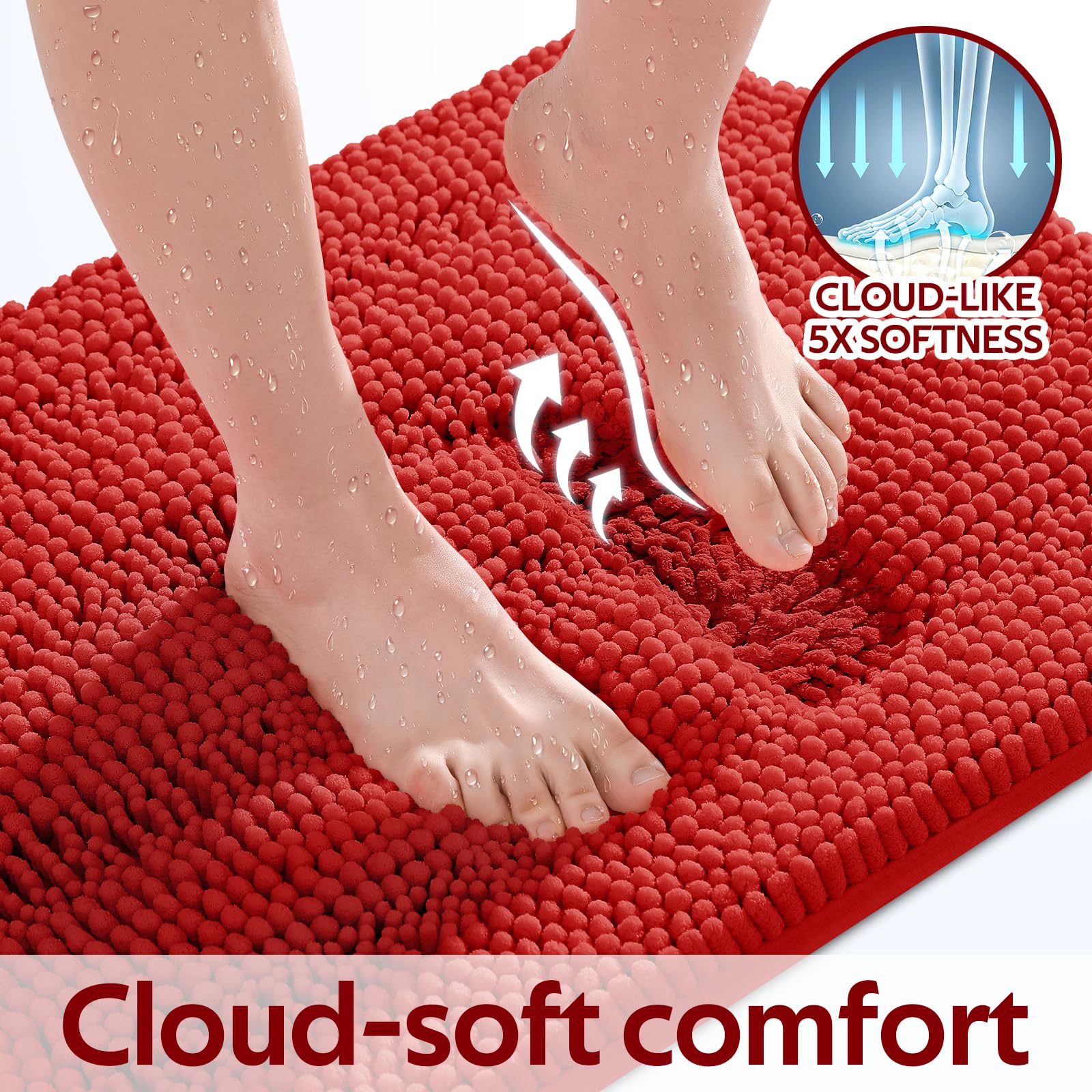 ACCUMTEK rug placed beside bathtub demonstrating cushioned step-in comfort benefit