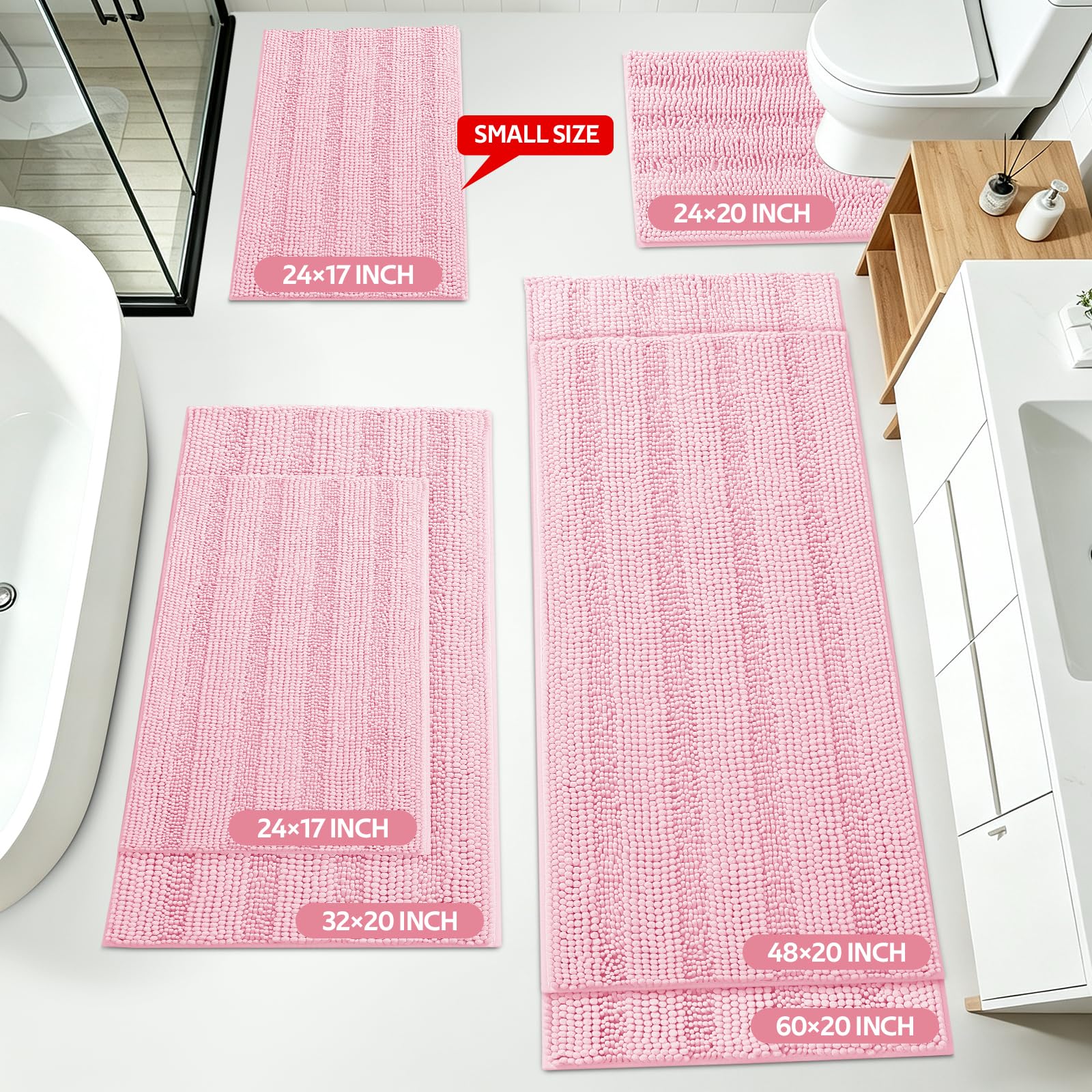 ACCUMTEK large bath rug flat lay highlighting absorbent plush pile for dry floors