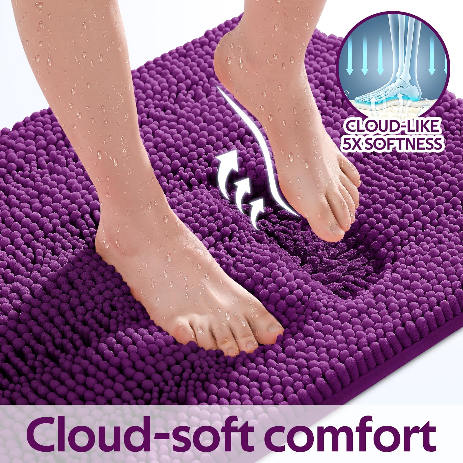 ACCUMTEK large bath rug beside tub demonstrating size and comfort
