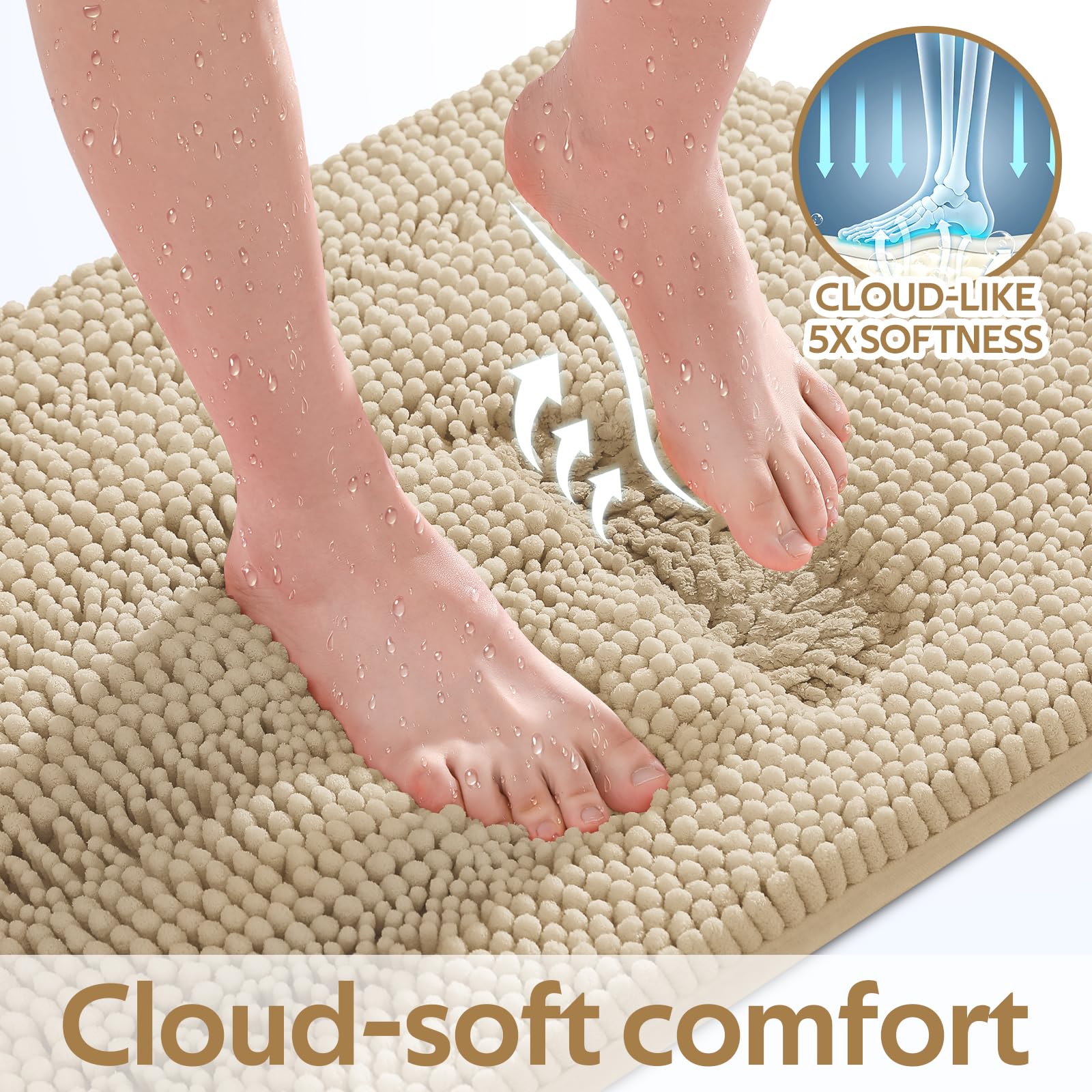 ACCUMTEK large bath rug beside common items to show true size and coverage
