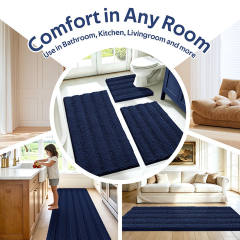 ACCUMTEK styled bathroom setting with rugs adding warmth, coordination, and floor protection