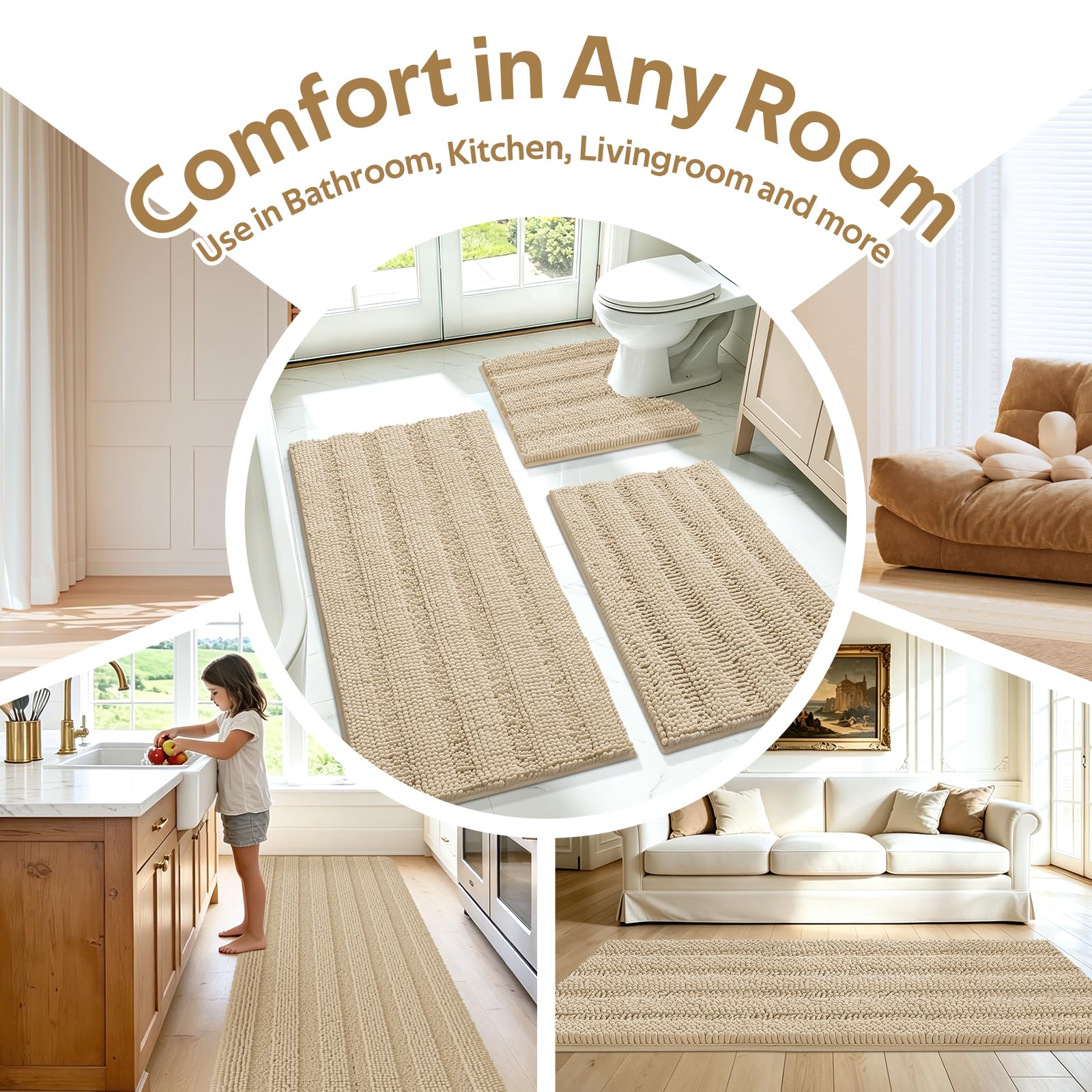 ACCUMTEK rug absorbing water from shower area showing high absorbency benefit