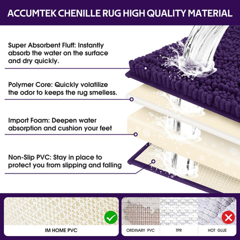ACCUMTEK small rug by sink demonstrating cushioned standing area and moisture control