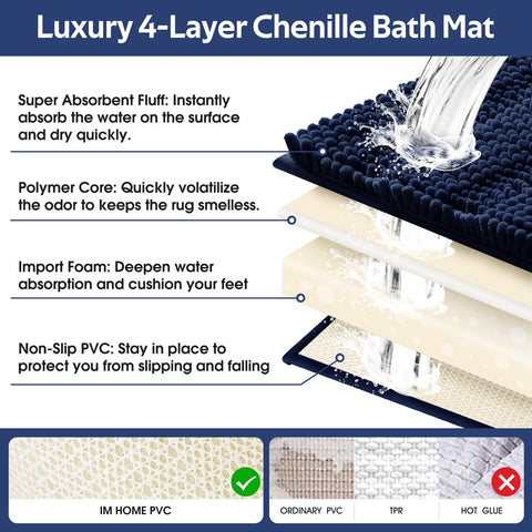 ACCUMTEK small rug beside sink showing size scale and quick water capture benefit