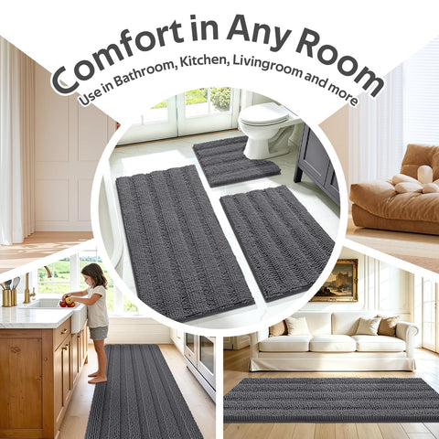 ACCUMTEK striped chenille texture detail showing high-density plush comfort
