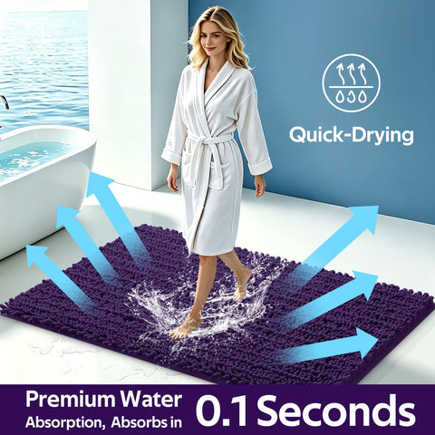 ACCUMTEK U-shaped contoured rug placed around toilet for drip protection and comfort