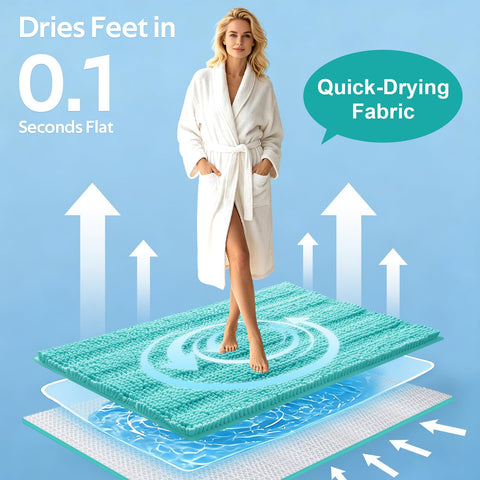 ACCUMTEK U-shaped contoured rug fitted around toilet offering secure coverage