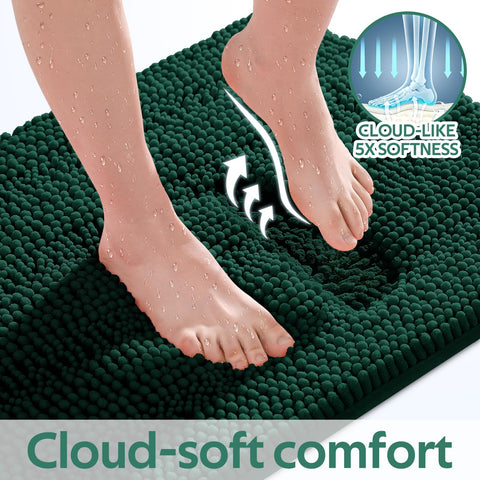 ACCUMTEK U-shaped contoured toilet rug demonstrating secure fit and support
