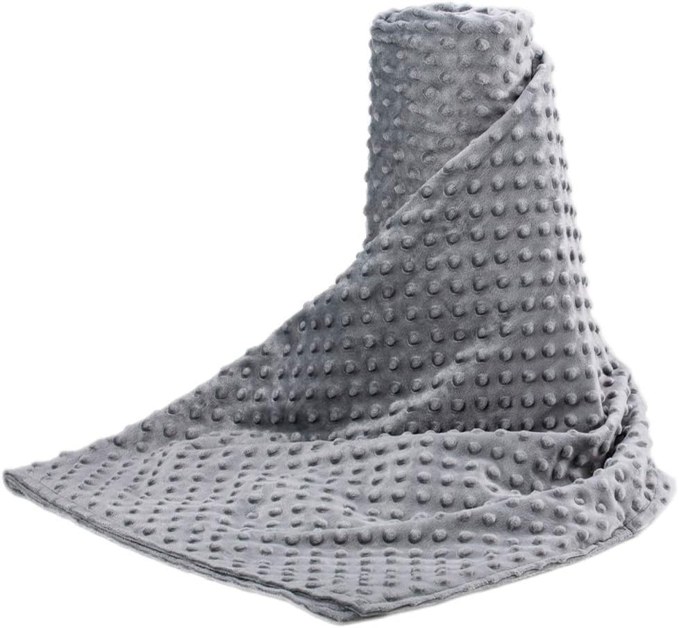 Acdyion front view grey minky-dot cover showing plush surface benefit softness