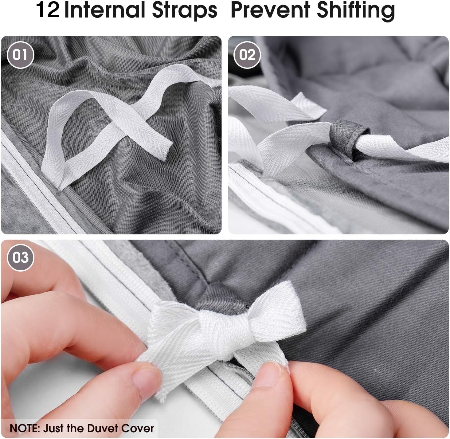 Acdyion zipper and ties detail showing secure closure and anti-shift benefit