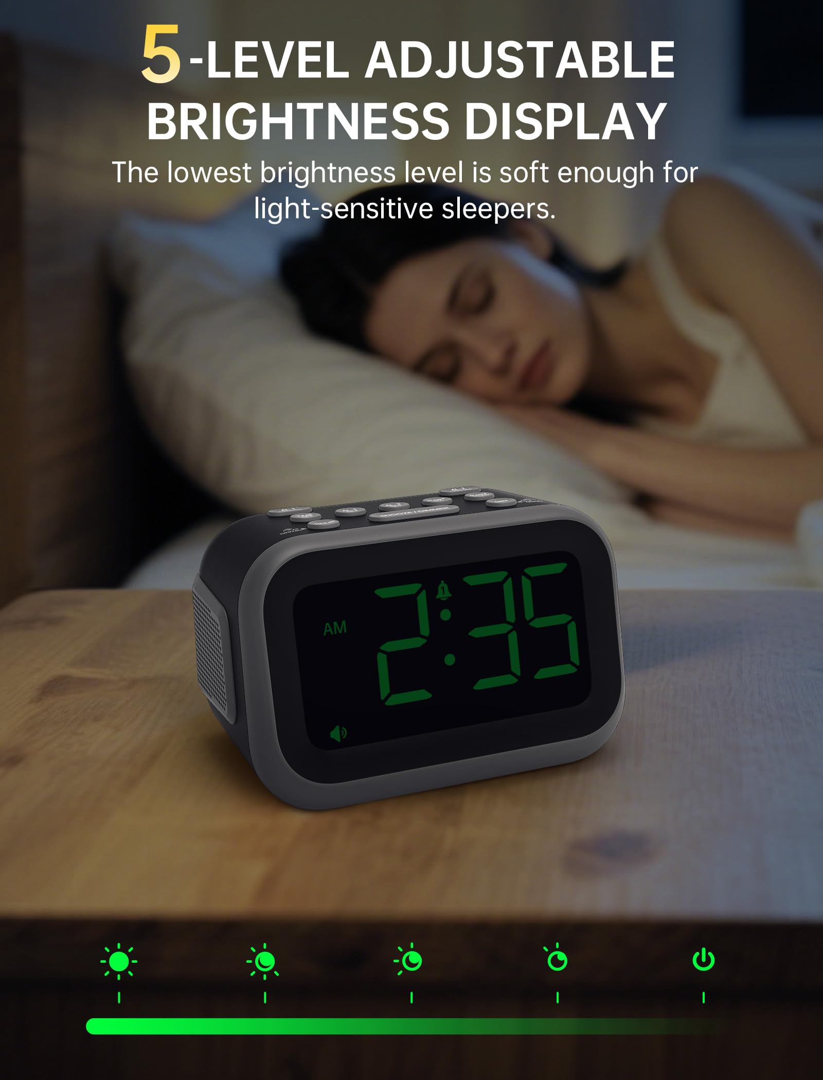 Acedeck placed on a bedside table showing reliable wake-up use in bedroom