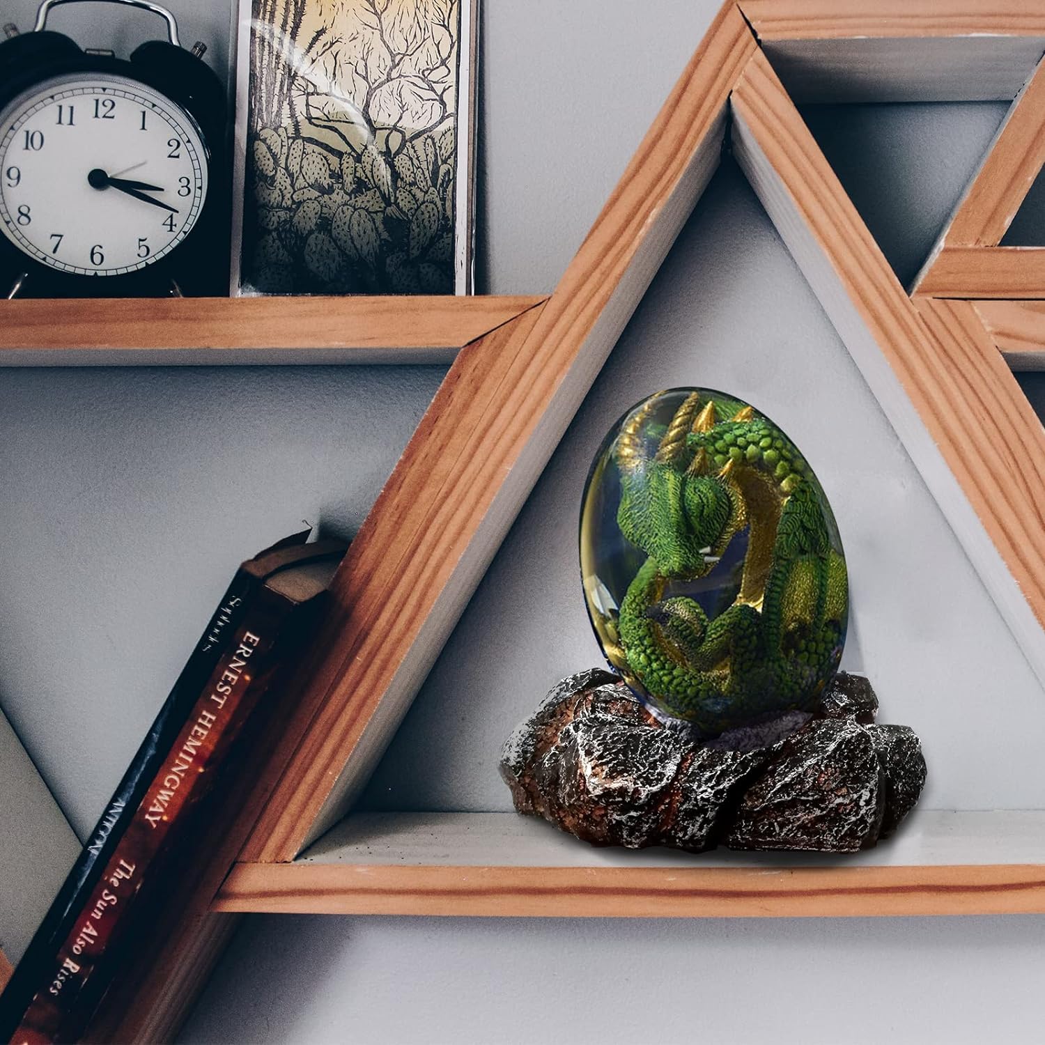 ACOCOFE egg styled on bookshelf adding fantasy decor to a room