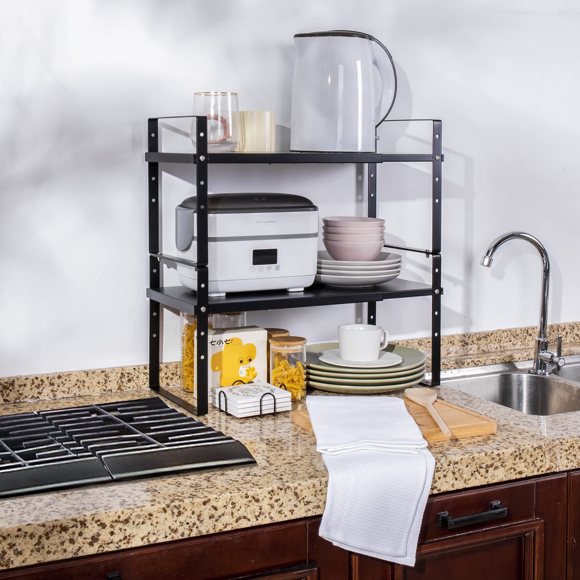 Across-Star on countertop with jars and plates illustrating tidy kitchen benefit