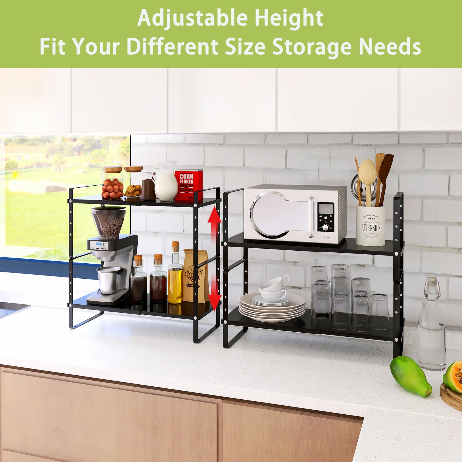 Across-Star organizer fully extended to show adjustable length for fit