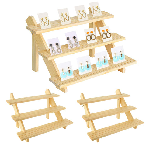 Acrux7 front view of assembled 3-tier stand showing rustic pine and clean lines