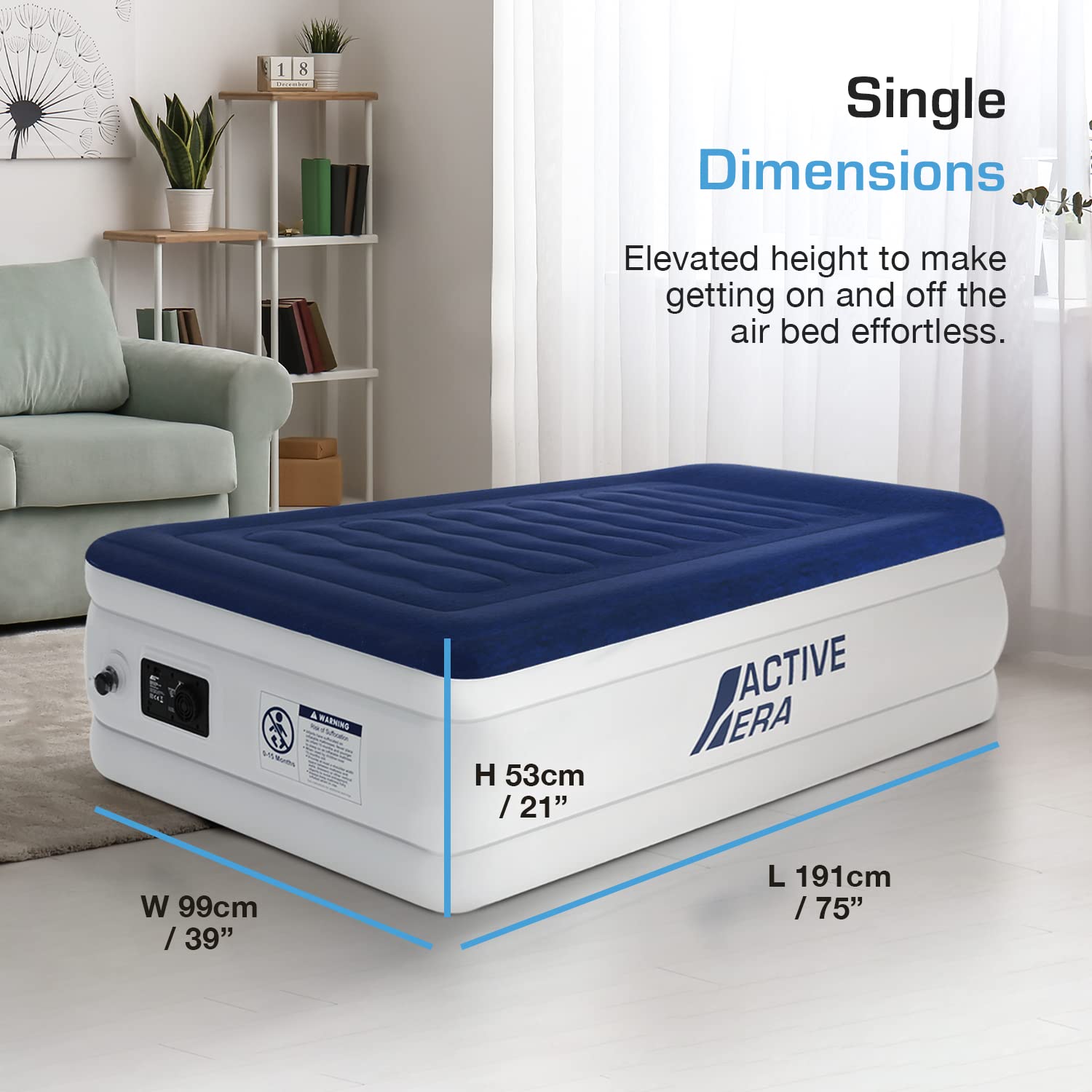 Active Era inflated mattress in bedroom lifestyle setup for guest-ready convenience