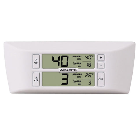 AcuRite freezer sensor close-up showing durable casing and clear readings