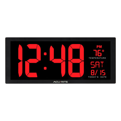 AcuRite front display with bold red digits for quick time reading