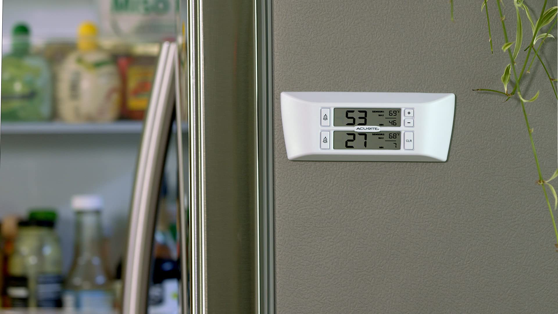 AcuRite device in kitchen setting monitoring temperatures to protect food quality