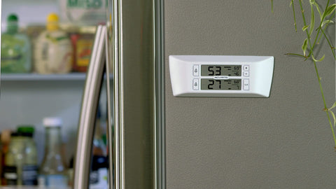 AcuRite device in kitchen setting monitoring temperatures to protect food quality