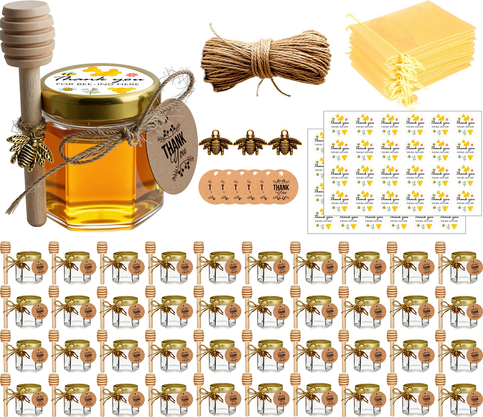 Adabocute front packaging showing 40-piece mini honey jar set and accessories for instant gifting