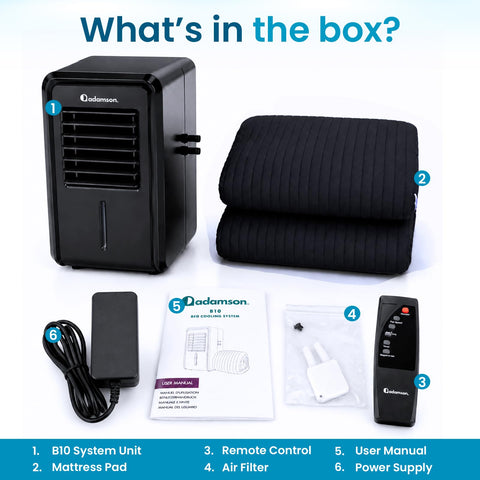 Adamson B10 in a styled bedroom, restful cool-sleep environment benefit