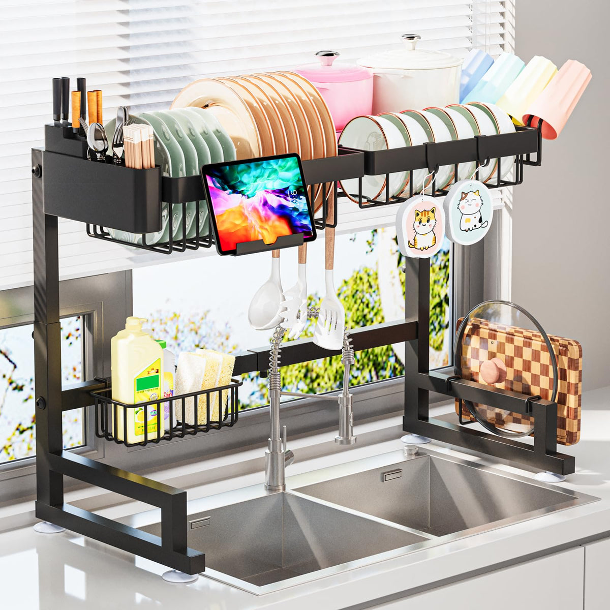 ADBIU front view of assembled rack showing full two-tier storage and clean design benefit