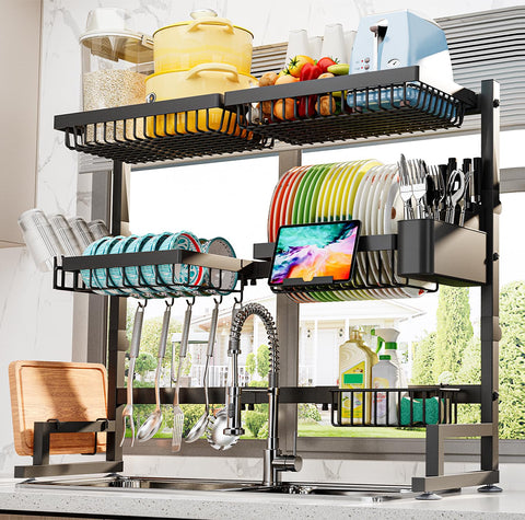 ADBIU front view showing entire three-tier rack over sink and space savings