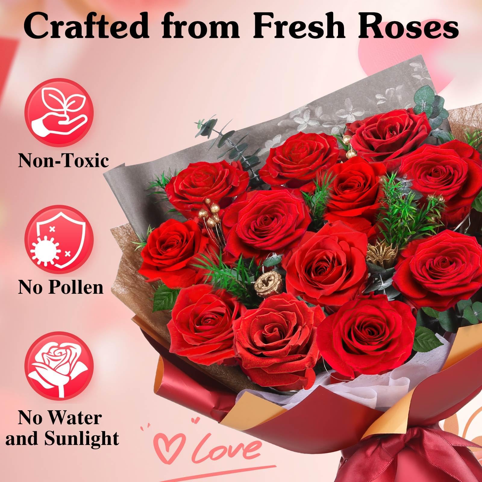 ADDWel box open with 12 preserved roses glowing to create an impressive unboxing