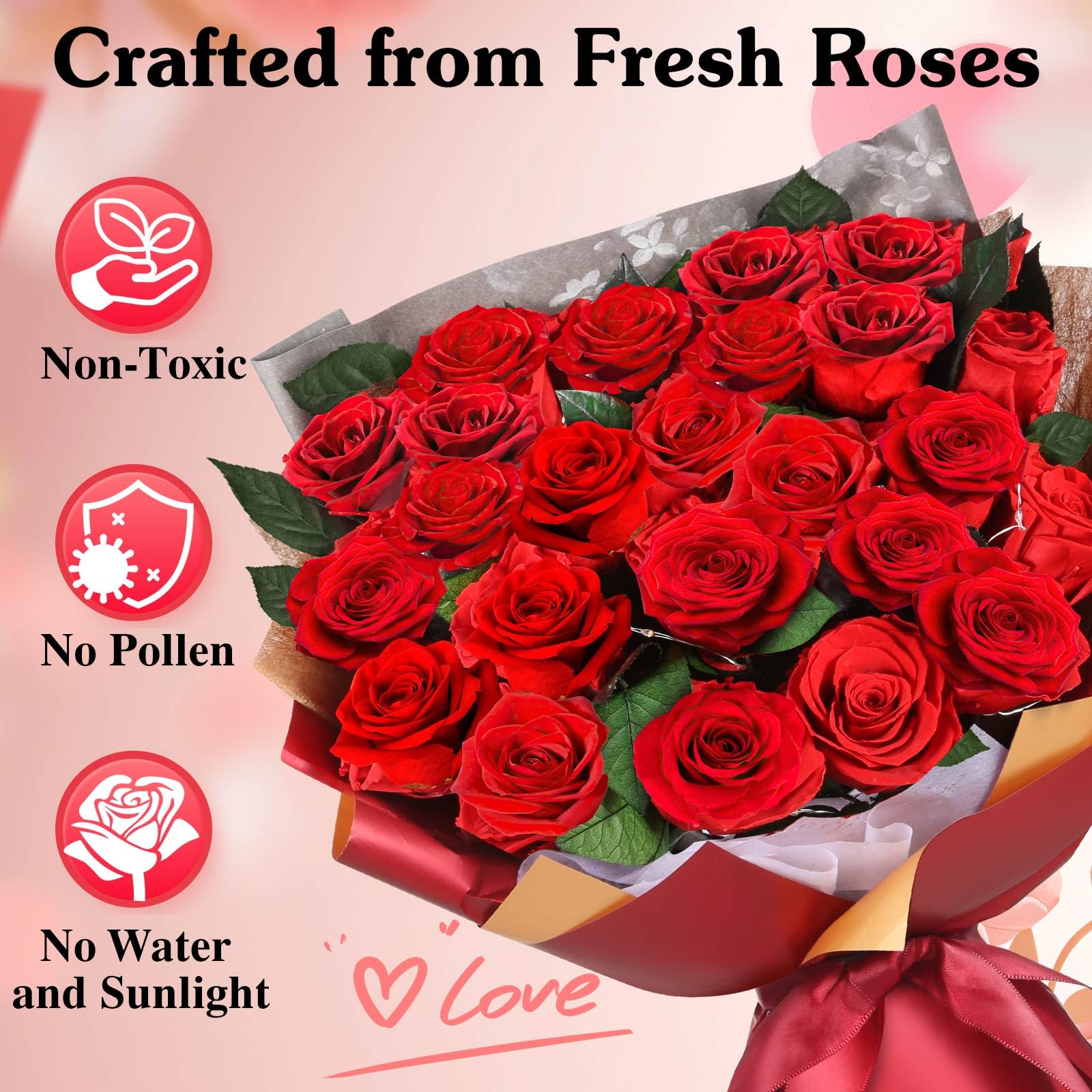 ADDWel close-up of rose petals displaying preserved texture and vivid color