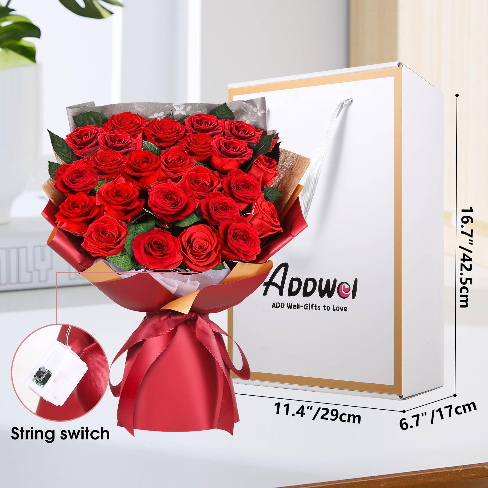 ADDWel bouquet on a desk offering low-maintenance décor and lasting beauty