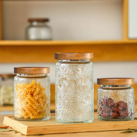 Adodeen stacked jars in pantry saving shelf space and keeping ingredients visible