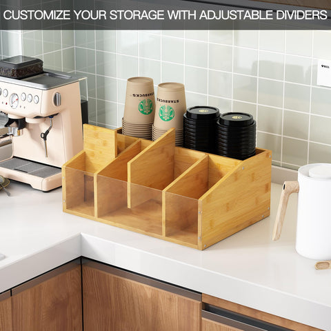 AEEHFENG removable dividers adjusted to hold pods and stirrers for flexible storage