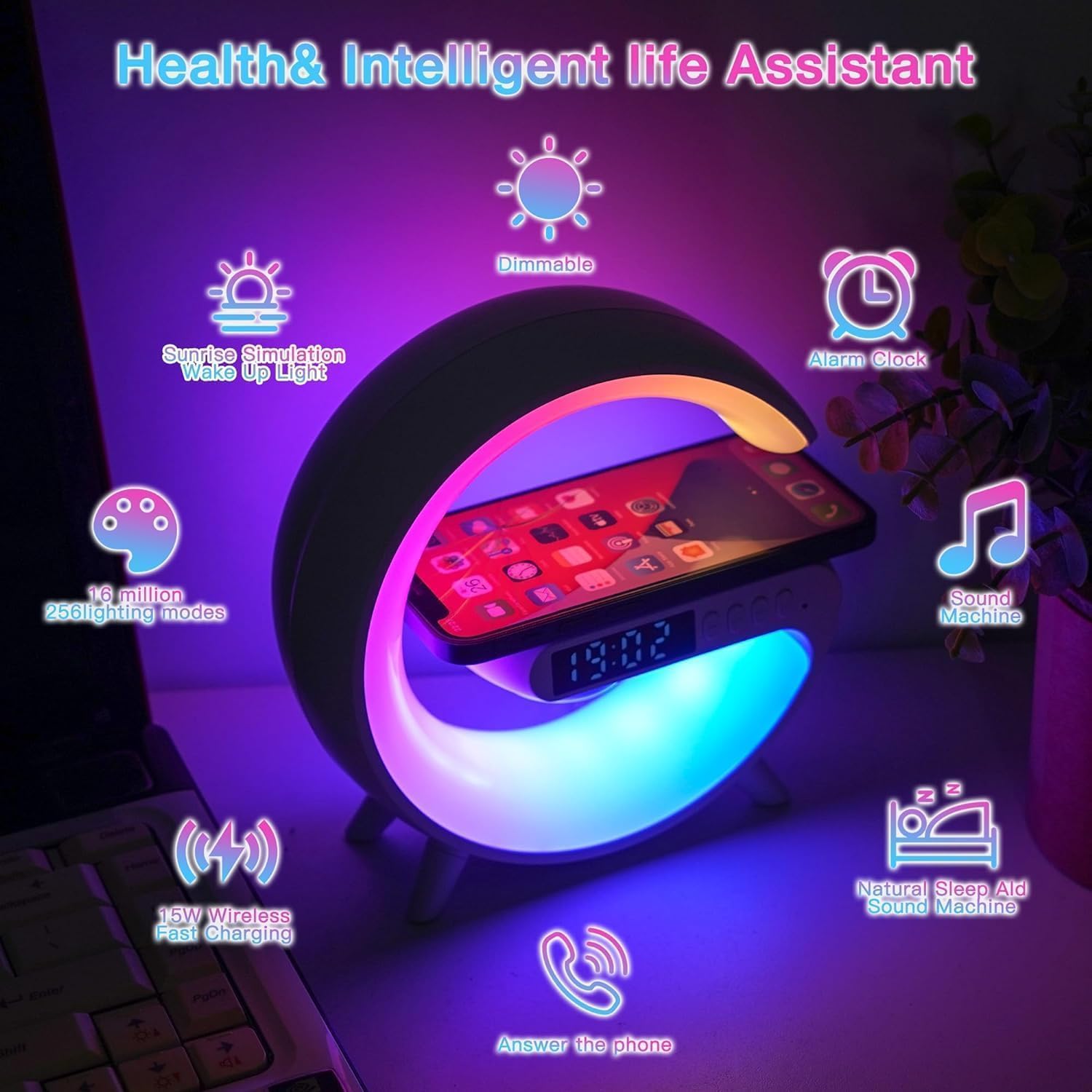 Aeehuck top view of the 15W wireless charging pad with phone placement guidance and convenience