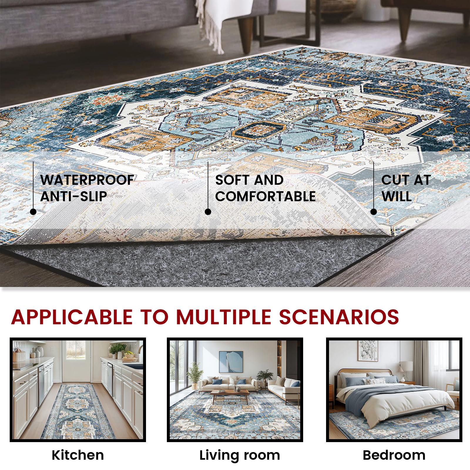 AEHISDHIE living room with rug showing reduced footstep noise benefit