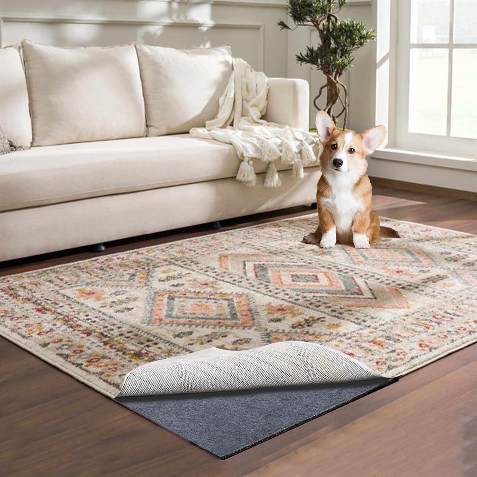 AEHISDHIE front packaging showing 8x10 rug pad benefits