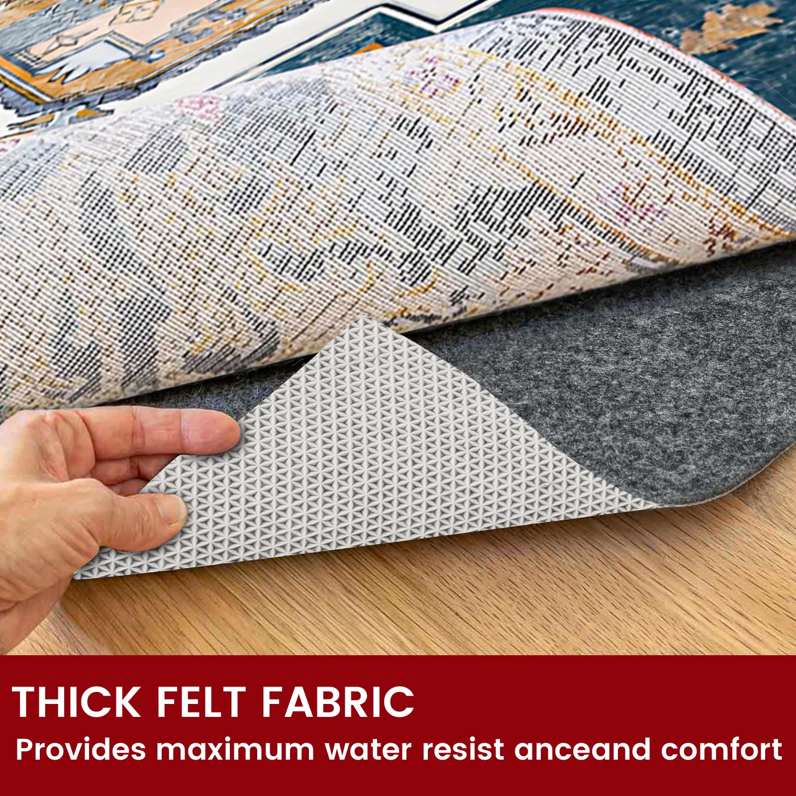 AEHISDHIE pad thickness shown next to hand demonstrating cushioning and insulation